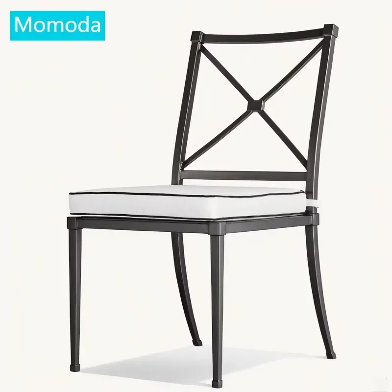French Neoclassical Garden Furnishings Refined Accents Classic X-Brace Patio Dining Table and Chairs Set