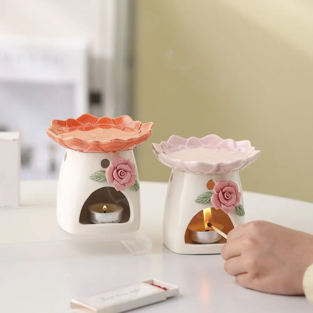 

Ceramic Flower Aromatherapy Stove Eco-Friendly Heat Resistant Essential Oil Diffuser Handmade Heating Incense Device