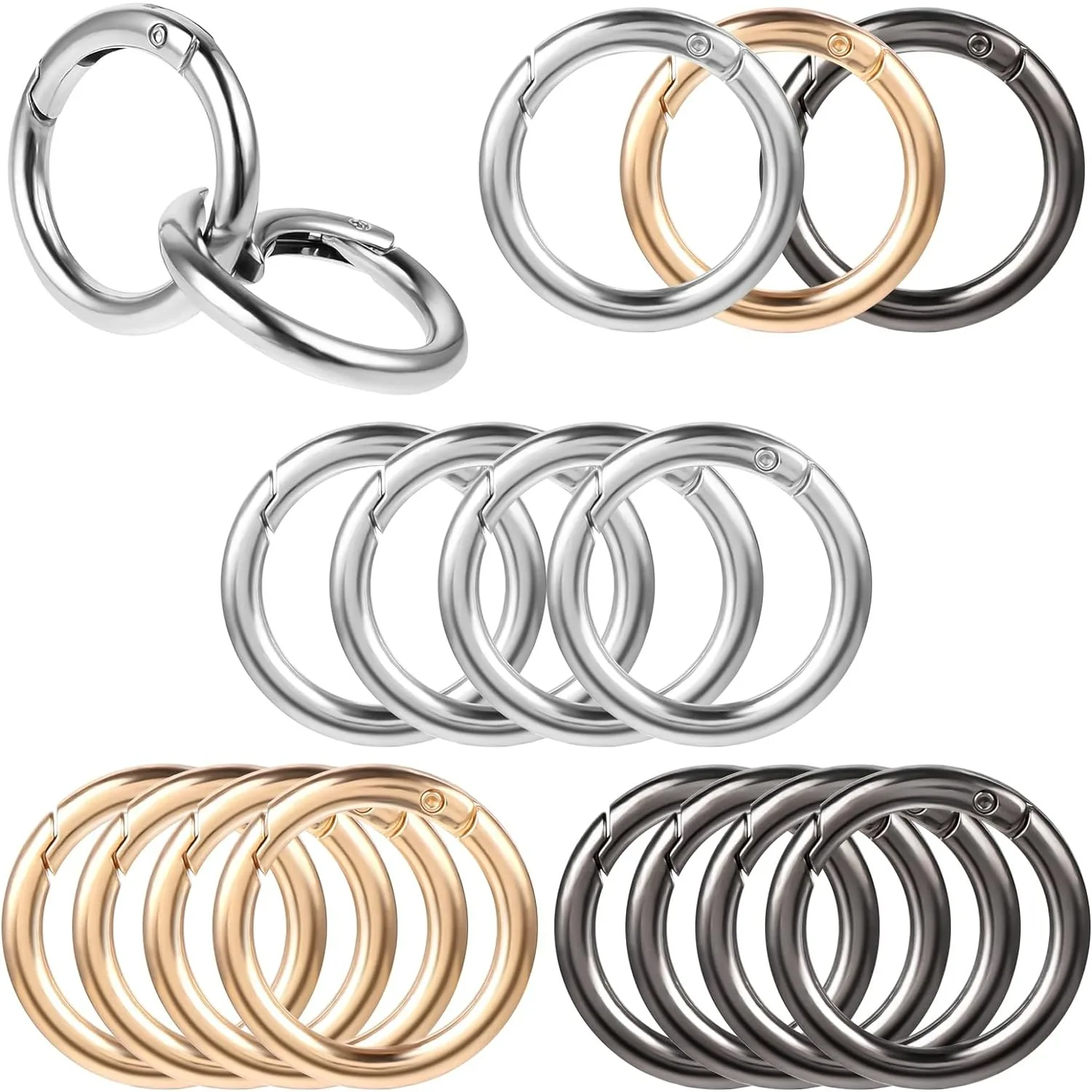 5pcs Metal O Ring Keyring Spring Buckles DIY Jewelry Openable Round Carabiner Keychain Clasp Bag Clips Snap Hook