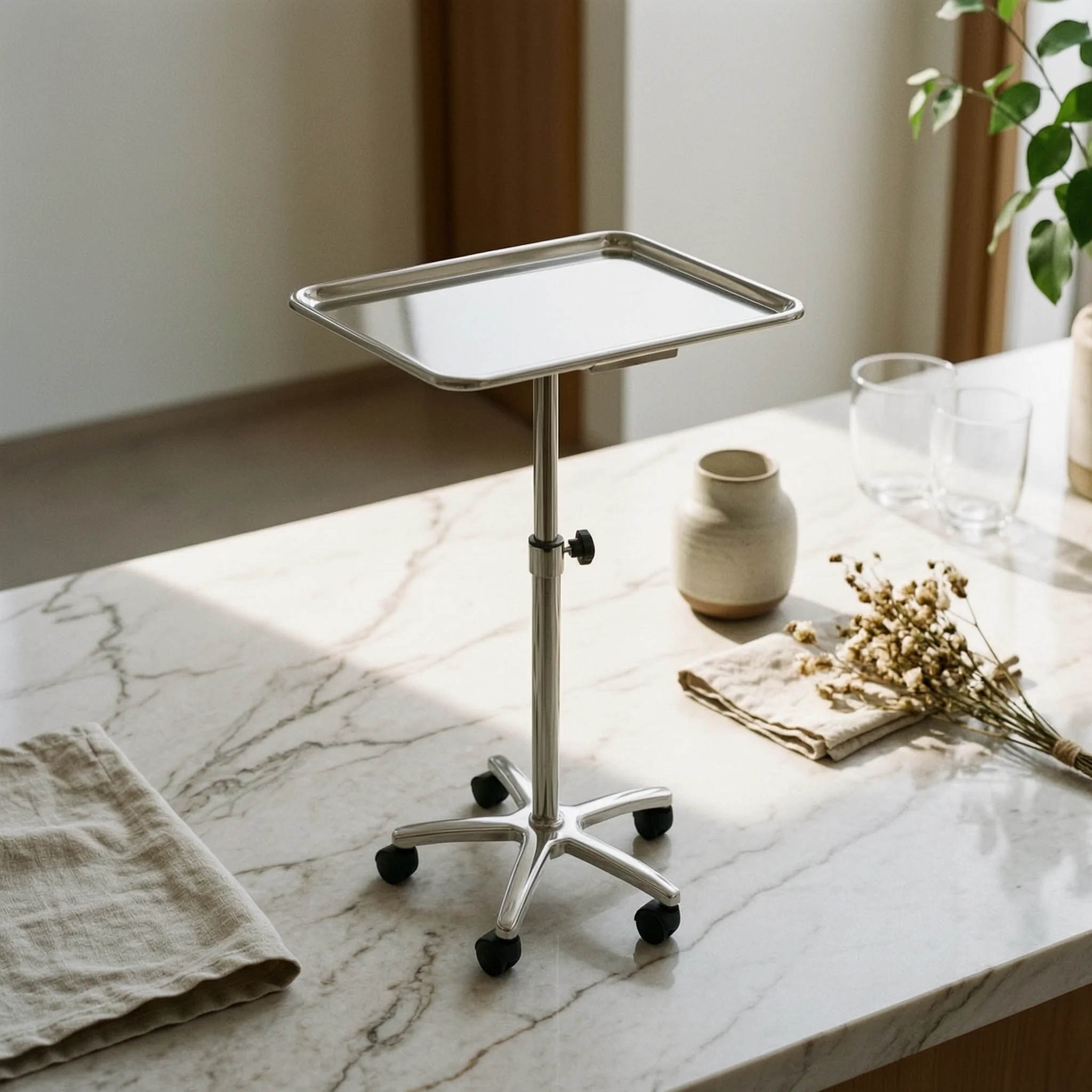 rolling-tray-table-portable-wheeled-utility-stand-tray-table-with-wheels-space-saving-cart-sturdy-for-tattoo-artists-salons