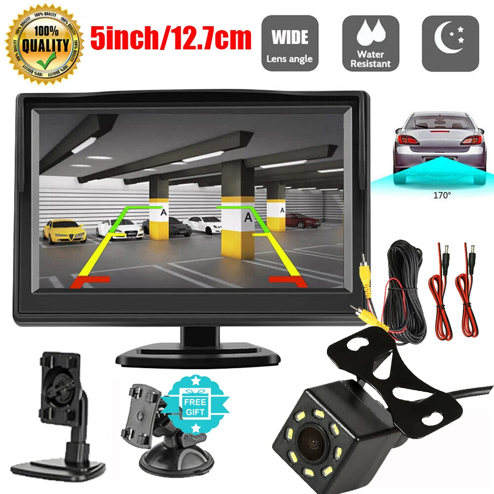 

5" Monitor+170° CMOS Car Rear View Backup Camera Reverse HD Night Vision Waterproof