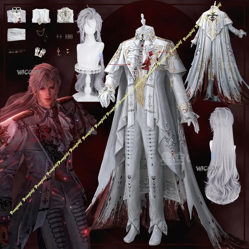 

Men's White Cosplay Costume Suit Deepspace Sylus Game Theme Cool Trousers Party Wig Included for Stage Performance Halloween Chr