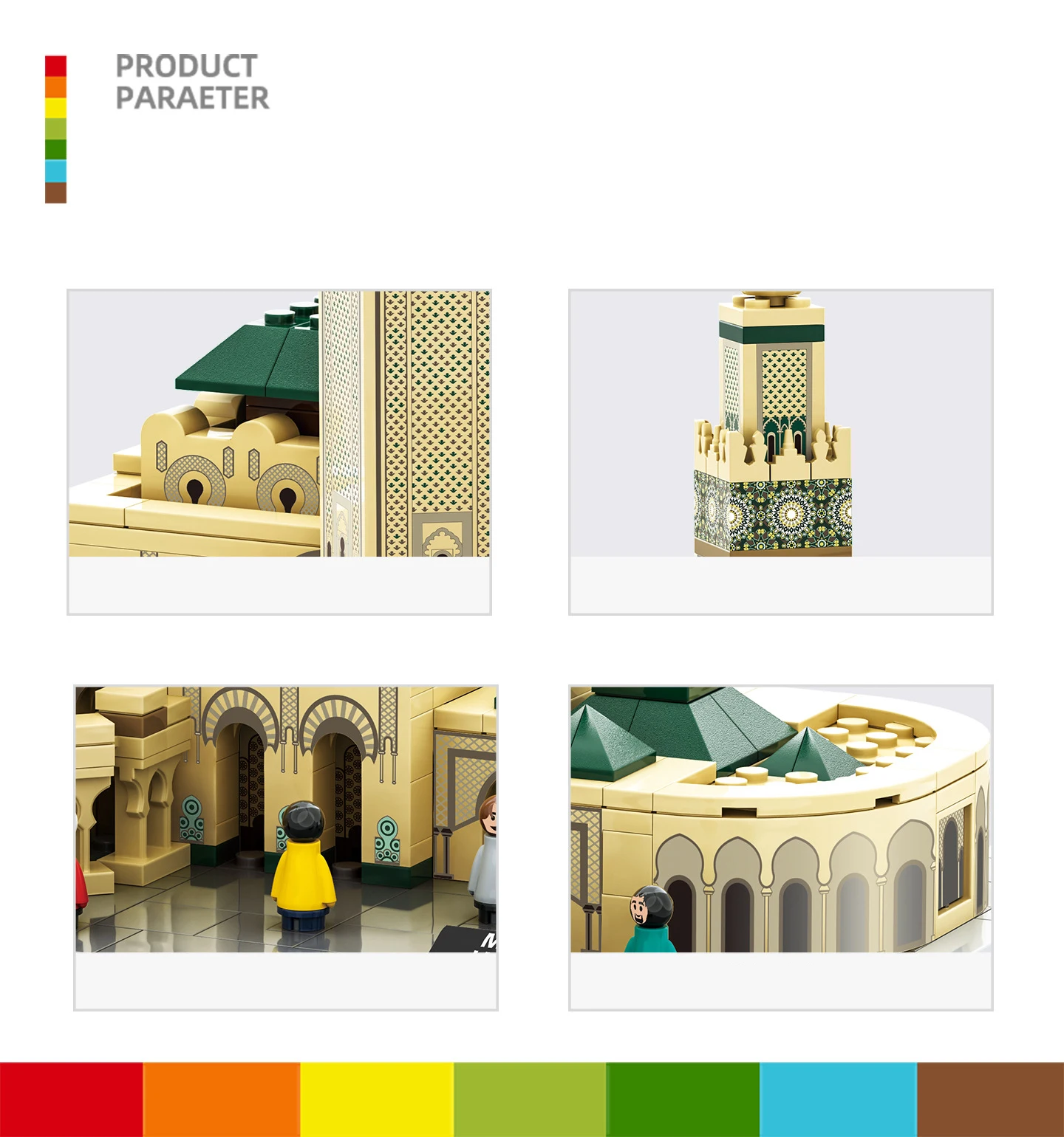 Casablanca Architektur Ziegelstein Hassan II Moschee Kreatives Baustein-Modell Bausatz Spielzeug Sammlerstück als Geschenk – Detail 4