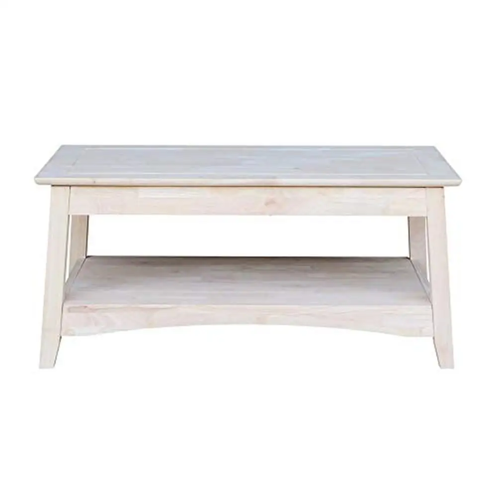 Hardwood Square Coffee Table Shelf Unfinished 39.4