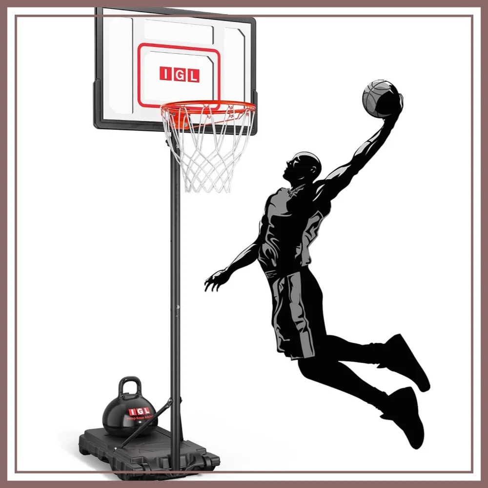 

Kids Basketball Hoop Outdoor Adjustable 33 Inch Portable Goal PC Backboard Fillable Base 40 lb Weight Ball