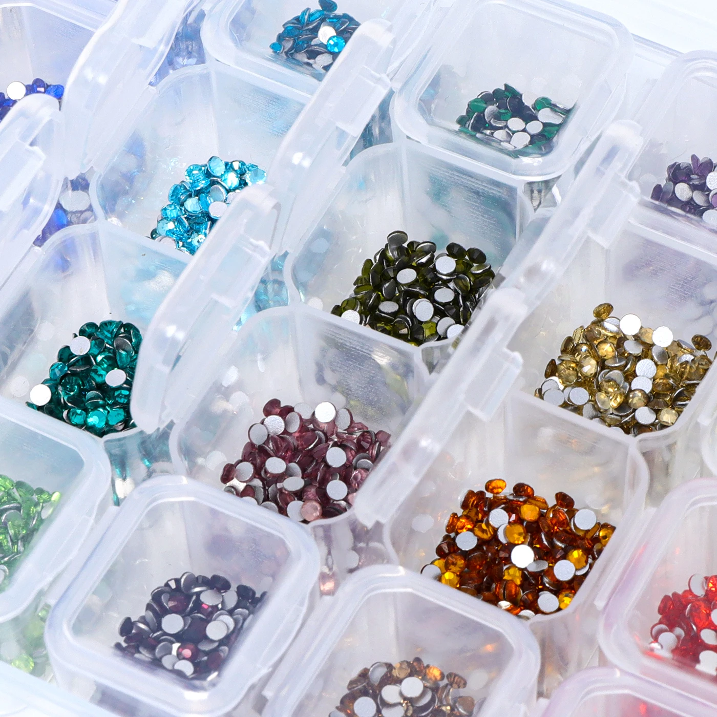 

28 разноцветных страз SS6-SS20 с плоским дном, серебряной основой, без термофиксации, для DIY-декора ногтей, одежды и украшений