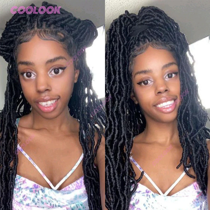 Super Long Dreadlock Wig Synthetic Full Lace Braided Wigs For Black Women Knotless Box Braid Wig Butterfly Braids Lace Wig Locs