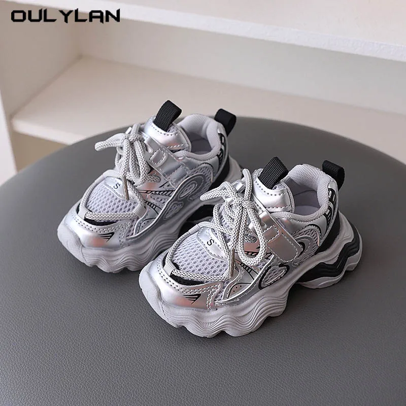 

Fashion Lace-up Baby Shoes Soft Non-slip Sole Boys Sports Shoes Breathable Mesh Thick-soled Shoes Casual Walking Shoes