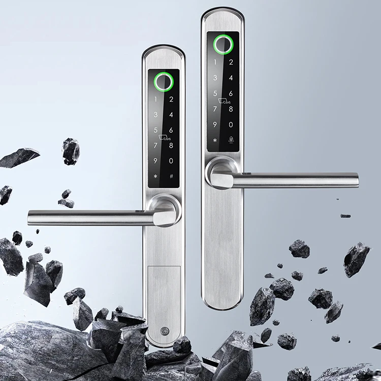 IP64 مؤهل مقاوم للماء في الهواء الطلق 2 مقابض خيار الألومنيوم انزلاق مزدوج الجانب بصمة سليم قفل الباب الذكي TT