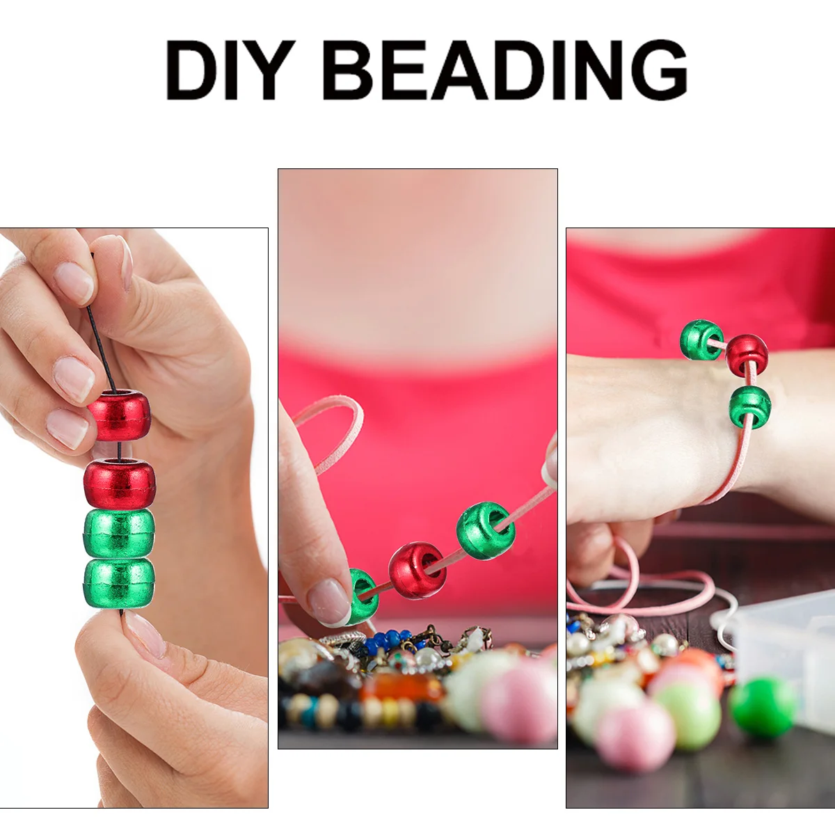 1000Pcs String Beads Handmade Large Hole Mixed Color Spacer Beads DIY Jewelry Accessories Lightweight Craft Materials