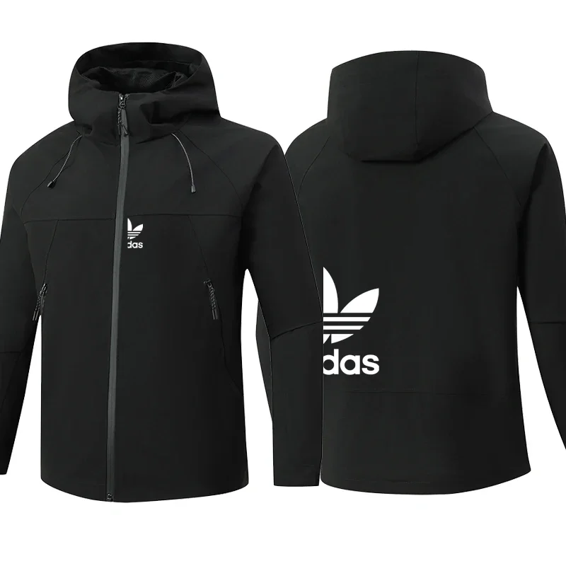 

2025 Новая высококачественная мужская куртка на молнии, осенняя тонкая модная повседневная спортивная куртка с капюшоном на открытом воздухе, водонепроницаемый топ