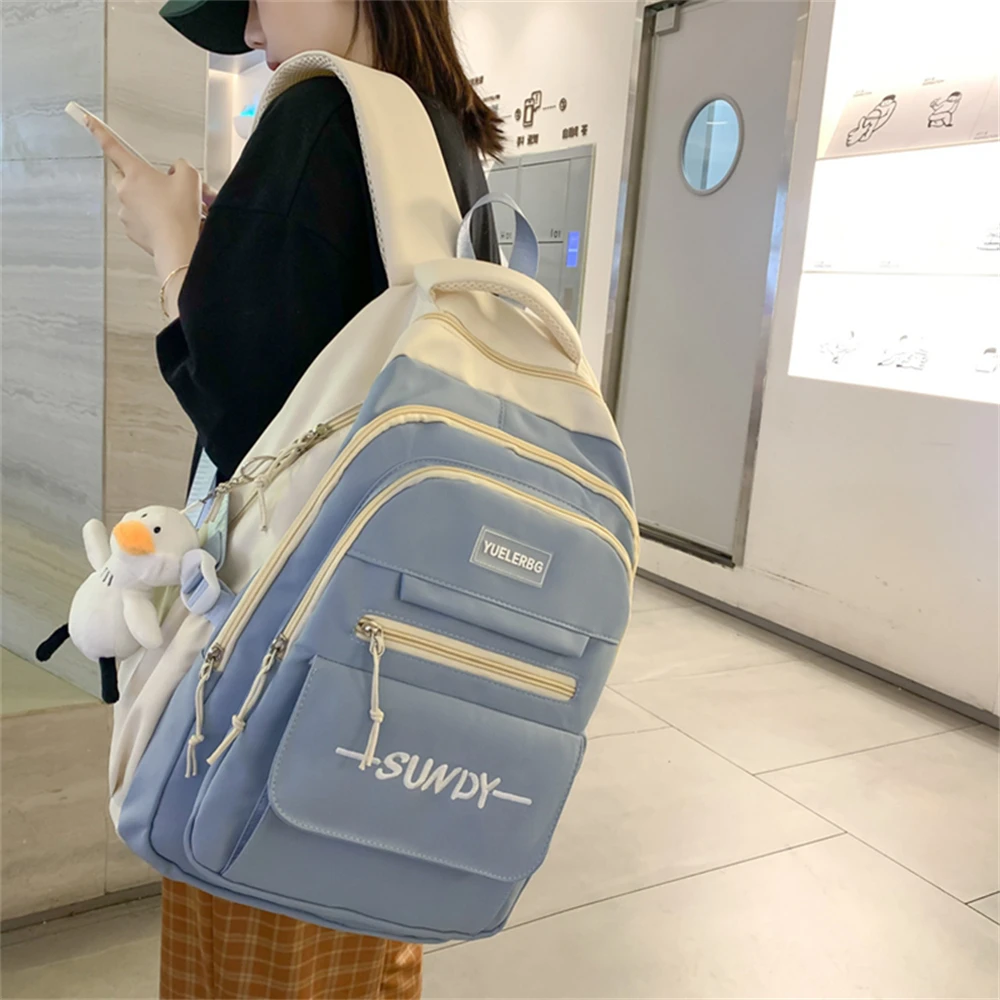 Mochila para ordenador portátil juvenil De gran capacidad para Mujer, bolso De nailon De alta calidad, De Color sólido, a la moda, novedad De 2023