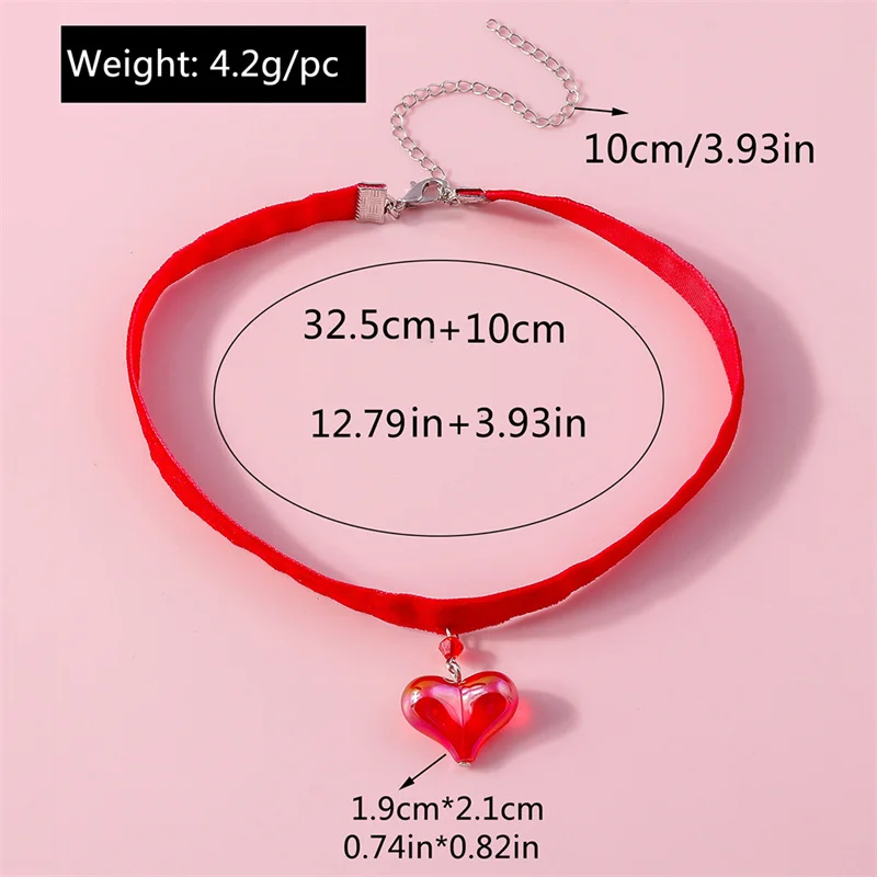 Aihua Sexy Red Velvet Choker Necklaces for Women Heart Necklace Collar Wedding Party Jewelry Romantic Valentine\'s Day Gifts