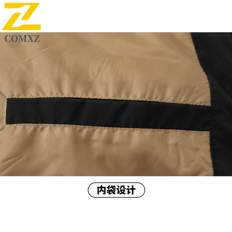 COMXZ Luxury Stand Collar Mens Down Jacket Outdoor Cycling Windproof Warm Coat Casual Travel Cold Resistant Winter New Down Coat