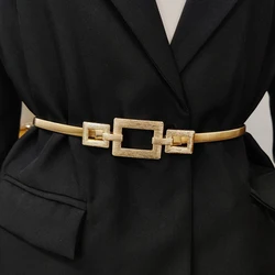 Fashion Elastic Gold Chain Belt Female Waist Punk Y2K Goth Silver Metal Belts For Women High Quality Luxury Golden Waistband