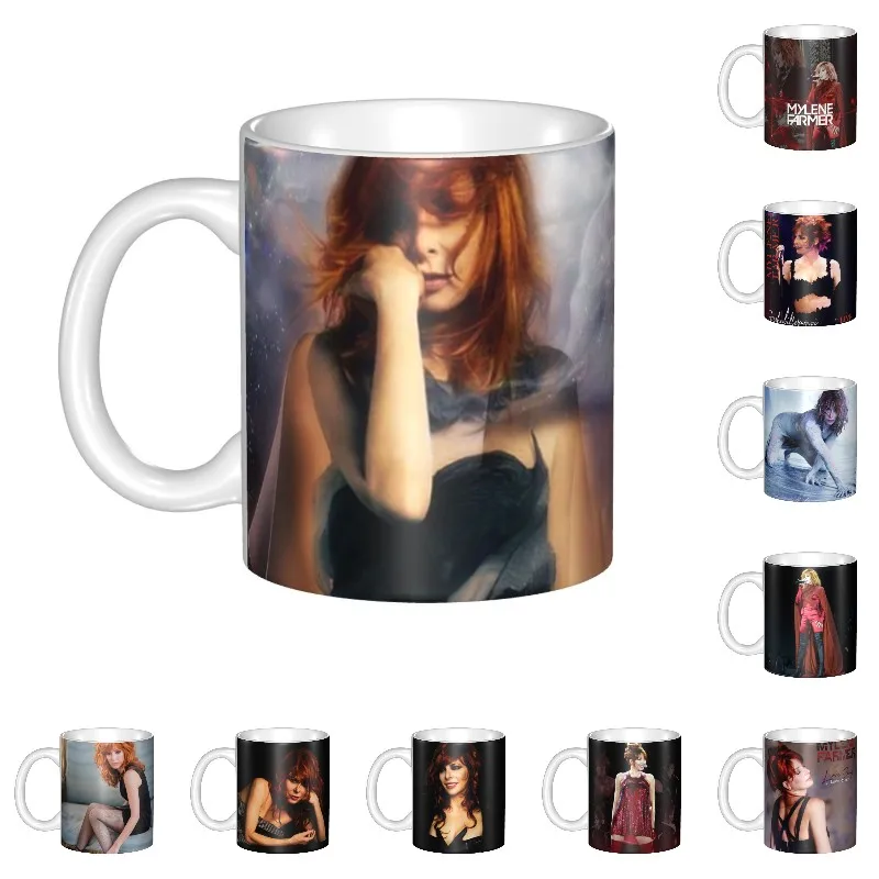 

Mylene Farmer Coffee Mugs DIY Personalized French Singer Ceramic Mug Creative Gift Outdoor Work Camping Beer Cups
