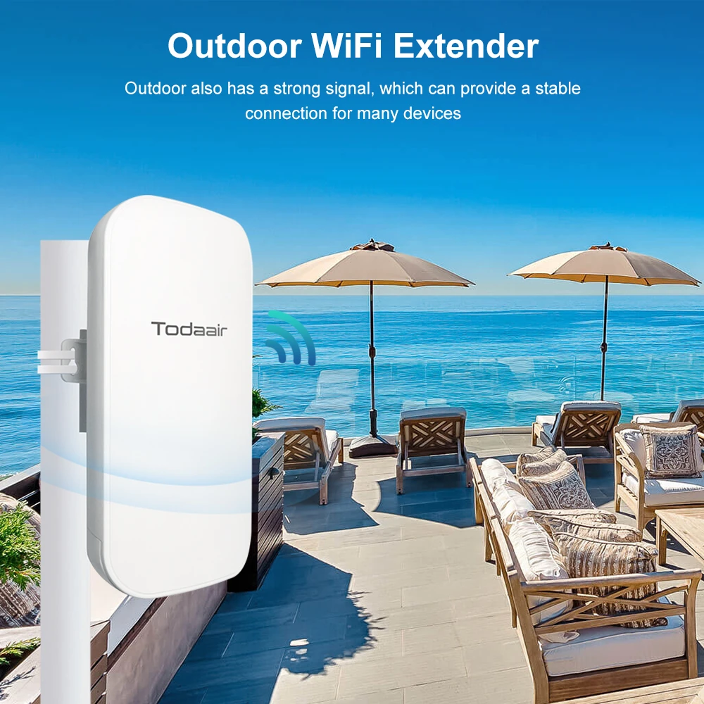 Prolongateur Wi-Fi extérieur résistant aux intempéries, bande Touristors, IP65, portée de transmission jusqu'à 280 pieds, jusqu'à 4 fois plus de bande passante STORSingle Band