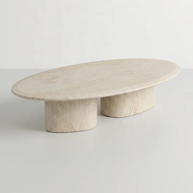 

xx-New Design Oval Travertine Coffee Table Mesa De Centro Wabi Sabi Style Oval Pedestal Roman Travertino Coffee Table^