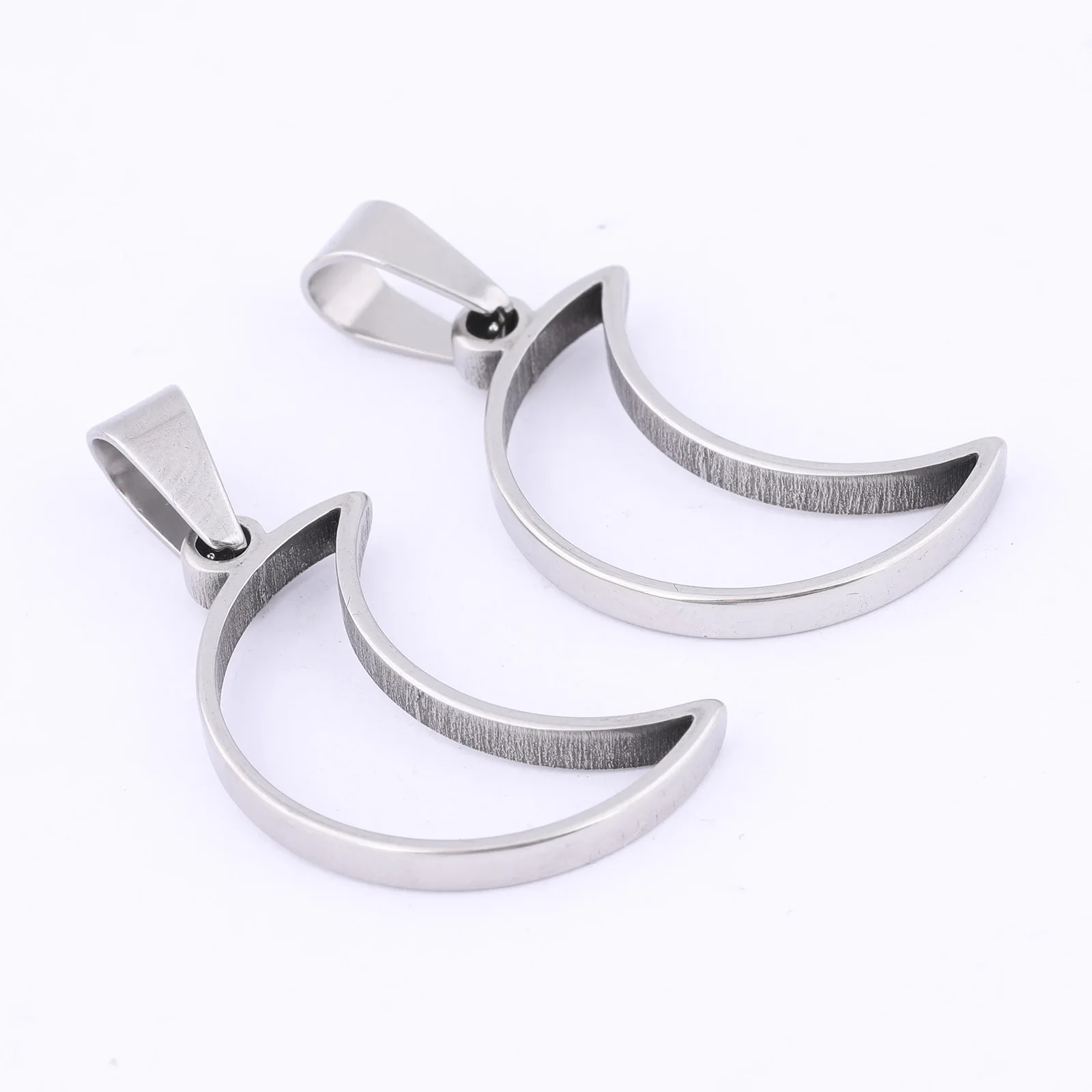 10pcs Stainless Steel Moon Charm Open Bezels Diy Pendant Frame Setting Blanks For Resin Jewelry Making Supplies