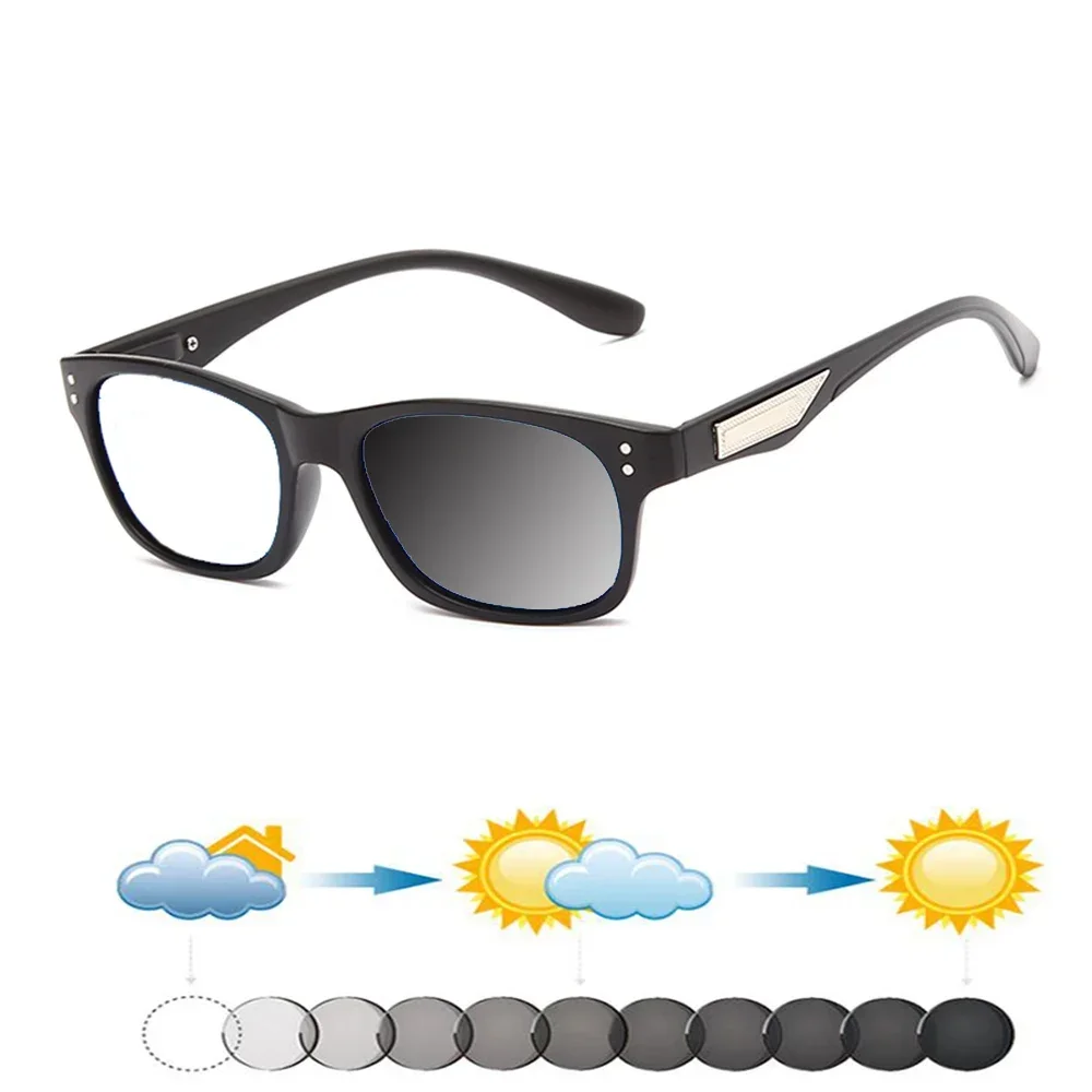 

Fashion Lightweight TR90 Rectangle Men Women Photochromic Gray Reading Glasses +0.75 +1 +1.25 +1.5 +1.75 +2 To +4