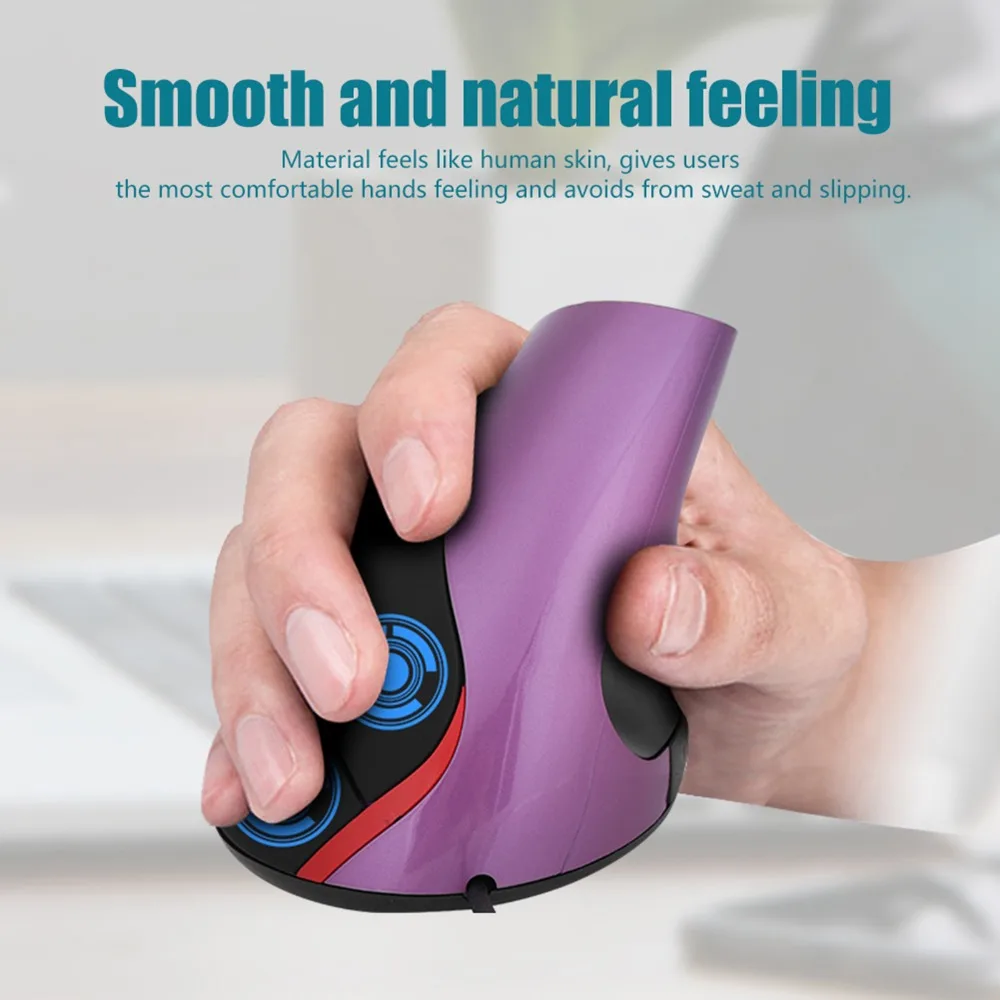Comfort Grip 1200DPI Vertical Mouse 5 Buttons Corded Design Wired Mouse Optical Sensor Ergonomic Mouse Small Hands