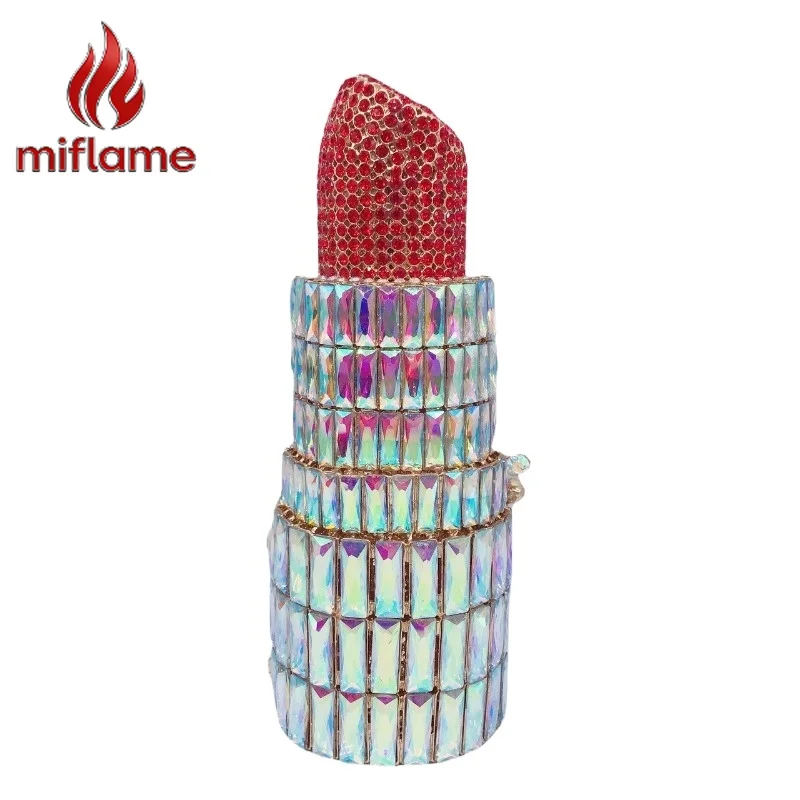 

Crystal Rhinestone Lipstick-shaped Clutch Evening Bag Women's Sparkly Diamond Full Crystal Handbag Party Wedding Prom