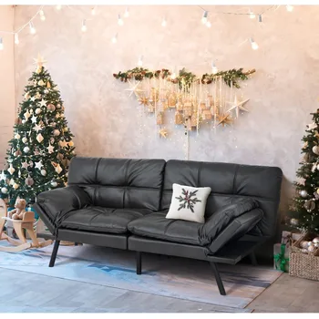 컨버터블 이불 소파 침대, 71 인치 메모리 폼 이불 소파, 린넨 모던 러브시트 슬리퍼 소파, 조절 가능한 등받이 포함