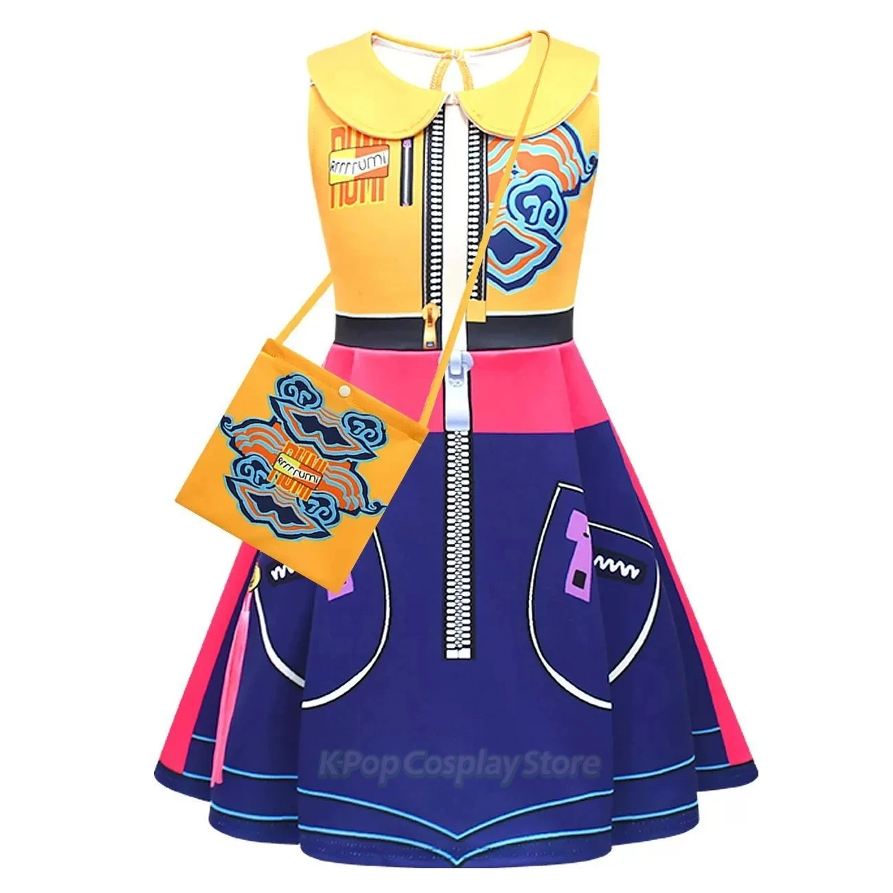 

New Halloween KPop Demon Hunters Sleeveless Dress for Girls Cute Lapel Jumper Vest Dress for Rumi Mira Zoey Cosplay & Daily Wear