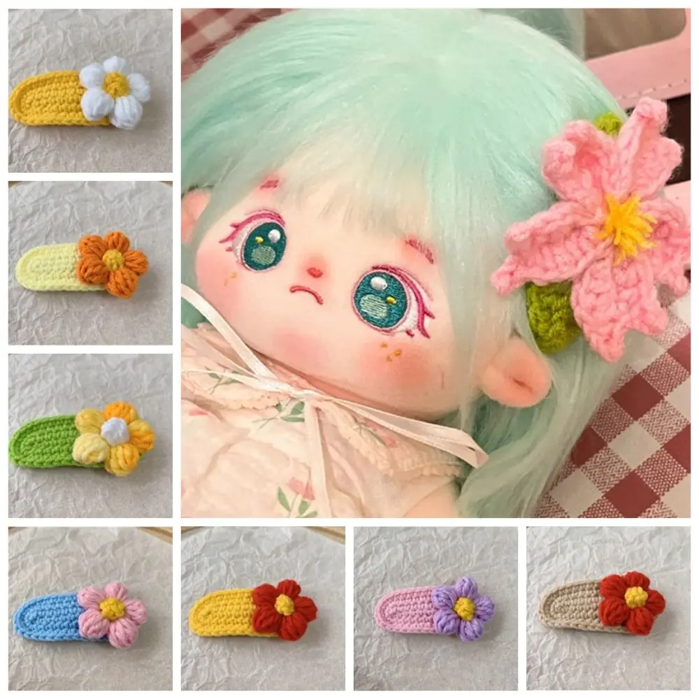 Flower Cotton Doll Hair Pins Hand Knitting Mini Cotton Doll Accessories Korean Style Cute Doll Hairpin Accessories Headwear