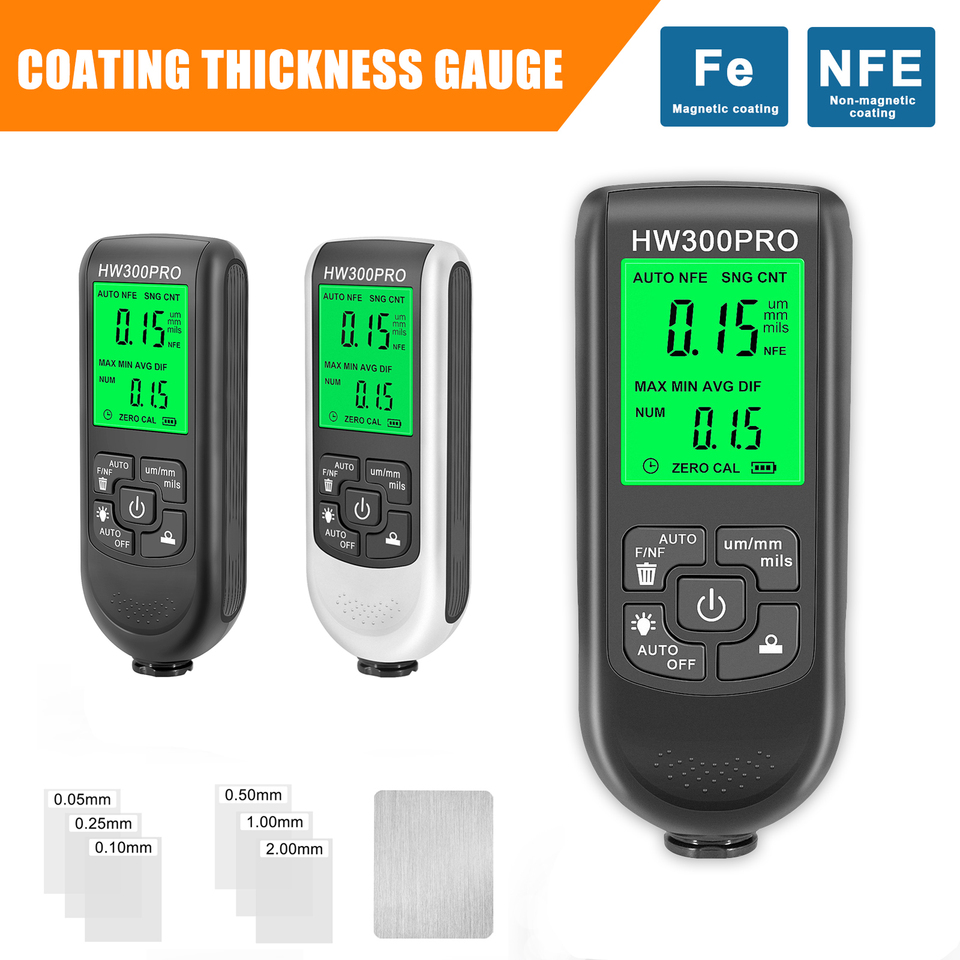 HW-300PRO Car Paint Thickness Gauge 0-2000UM Fe & NFe Paint Thickness Tester Manual Coating Meter Automotive Tools