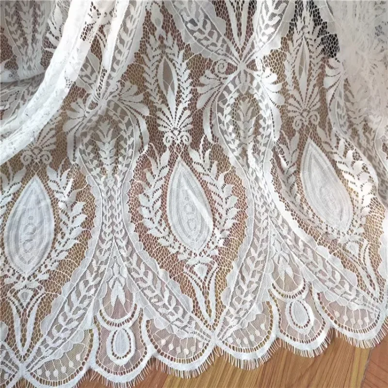 3meters Delicate White Eyelash Lace Fabric for Dressmaking and Clothing Decoration Sewing Accessories