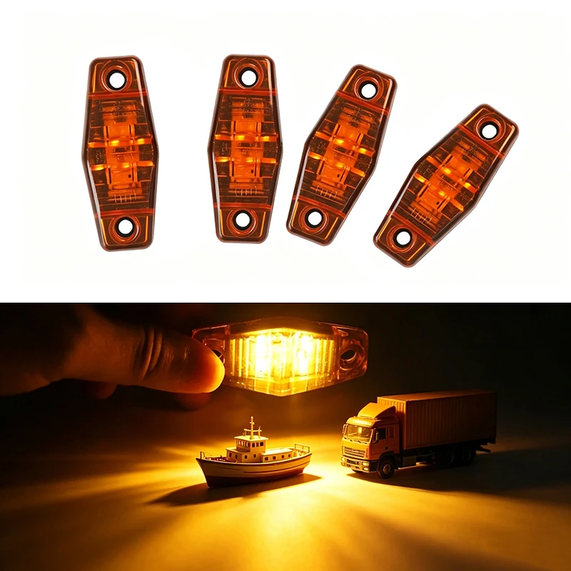 2PCS/4PCS Marine Light Clearance Lamp Warning Light LED Side Marker Lamp Yellow Amber 12V- 24V For Trailer Truck Caravan Boat