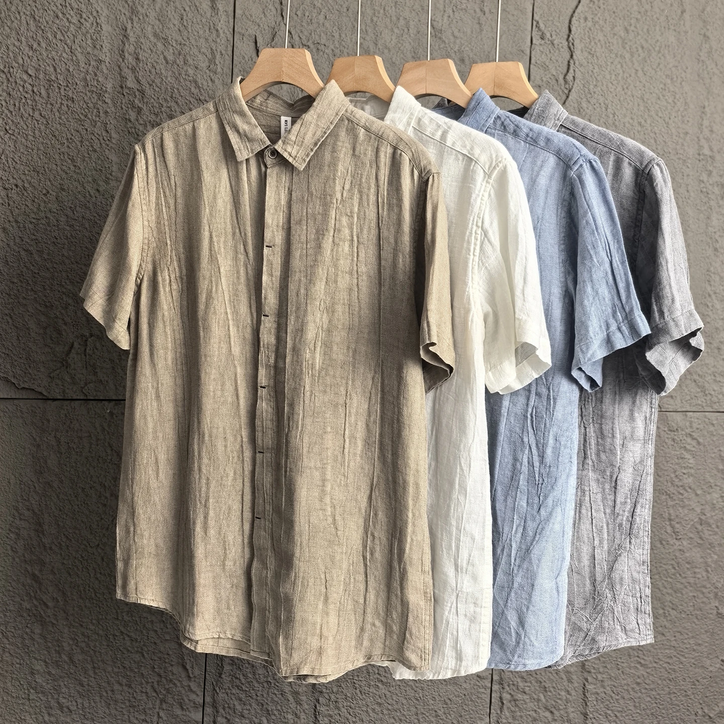 

Ретро-японская льняная рубашка с коротким рукавом для мужчин: летняя, дышащая, тонкая, свободная, повседневная, модная, с эффектом прохлады