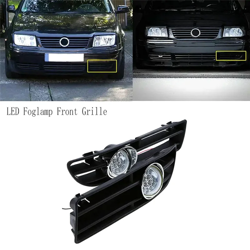 1 คู่ LED Foglamp ด้านหน้ากระจังหน้ากันชนหน้าหมอกไฟอุปกรณ์เสริมสําหรับ VW Bora Jetta MK4 1999-2007-T61C