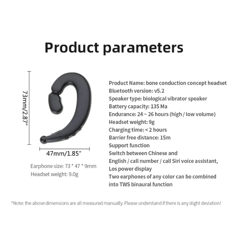 Wireless Earhook Headphones M520 Bone Conduction Headset BT5.2 Long Time Noise Reduction Lightweight Design Sweatproof image 6
