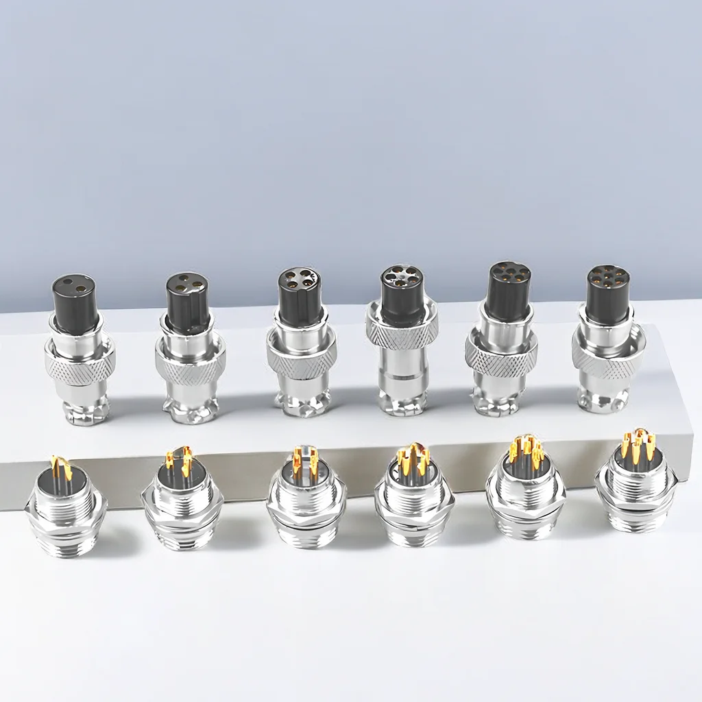 5/20/100Set Gold Plated GX20 GX12 GX16 Aviation Plug 2/3/4/5/6/7/8/9/10/12/14/15 Pin Butt Wiring Cable Connector Circular Socket