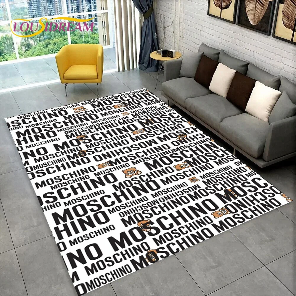 Tapete 3D M-Moschino HD com Desenho de Urso, Carpete para Sala de Estar, Quarto, Sofá, Decoração, Tapete Antiderrapante para Crianças, Presente