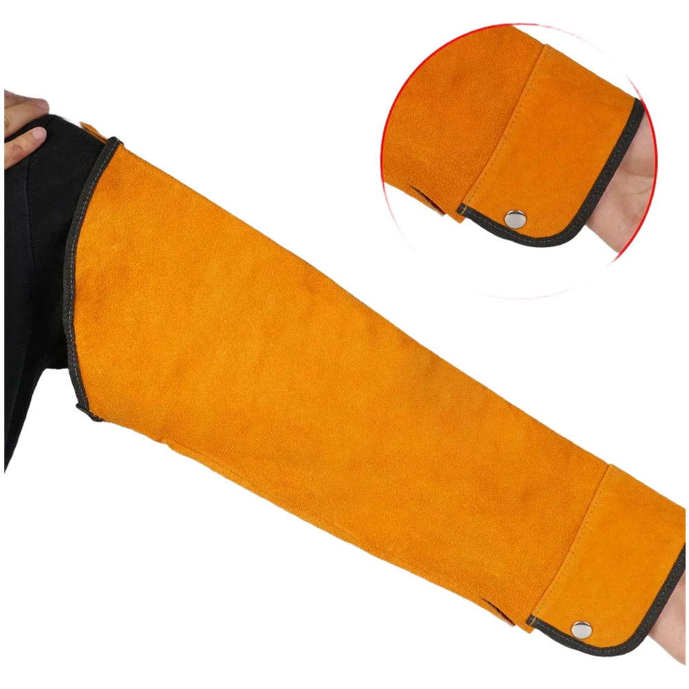 1 Apir Leather Welding Sleeves Heat Resistant Cowhide Protective Sleeves For Welders For Protection Working Sleeves Tool