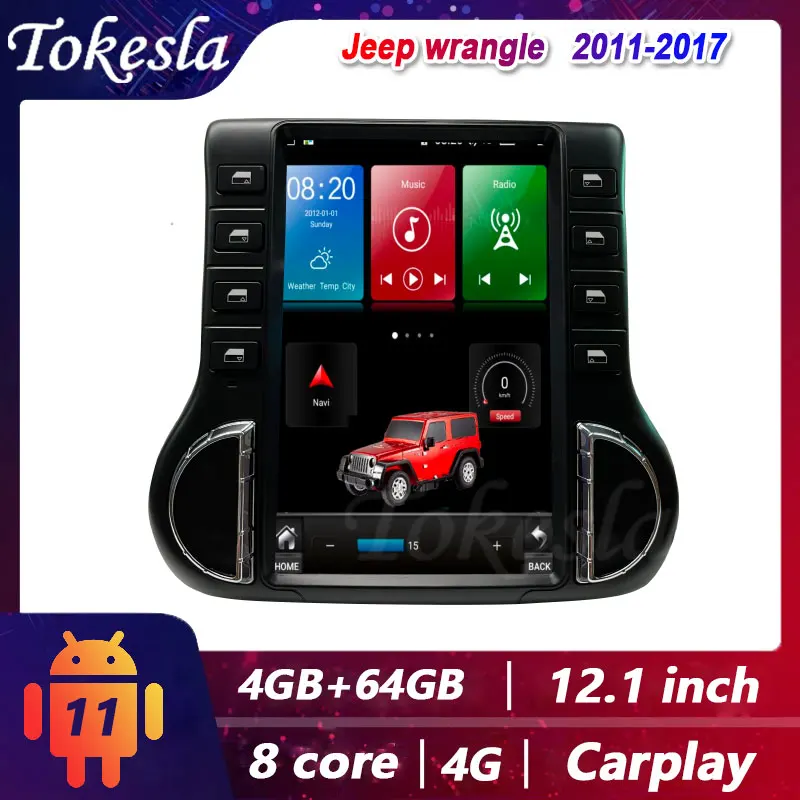 

Tokesla Tesla style Car Radio Android 11 For Jeep Wrangler 2011-2017 Automotivo Central Multimedia Player Gps Navigation WIFI