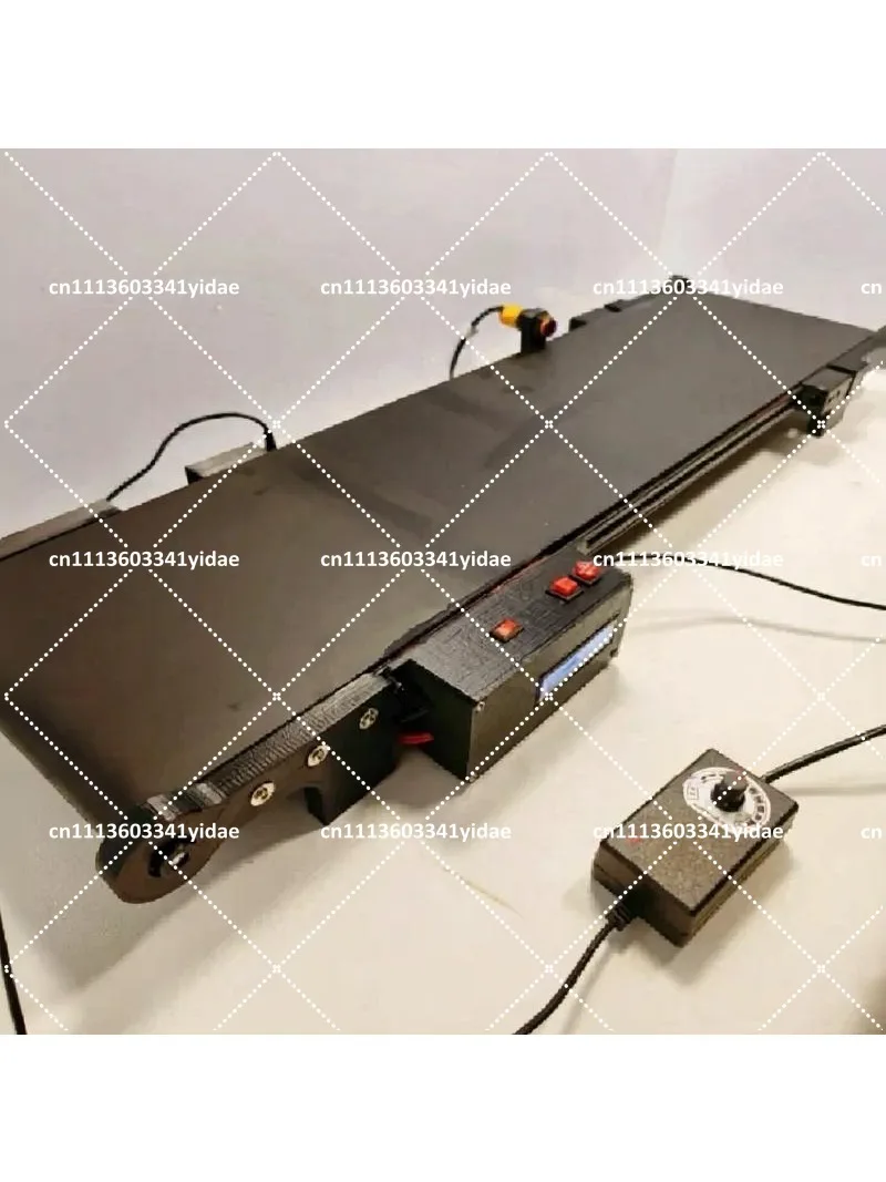 20x100cm Electric Mini Conveyor Belt, Speed Adjustable Forward & Reverse, Friction Test Device for Production Line