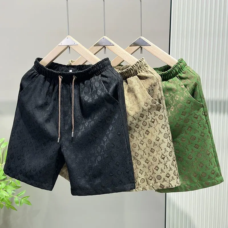 Graffiti full print jacquard shorts men's new summer thin loose casual American beach pants