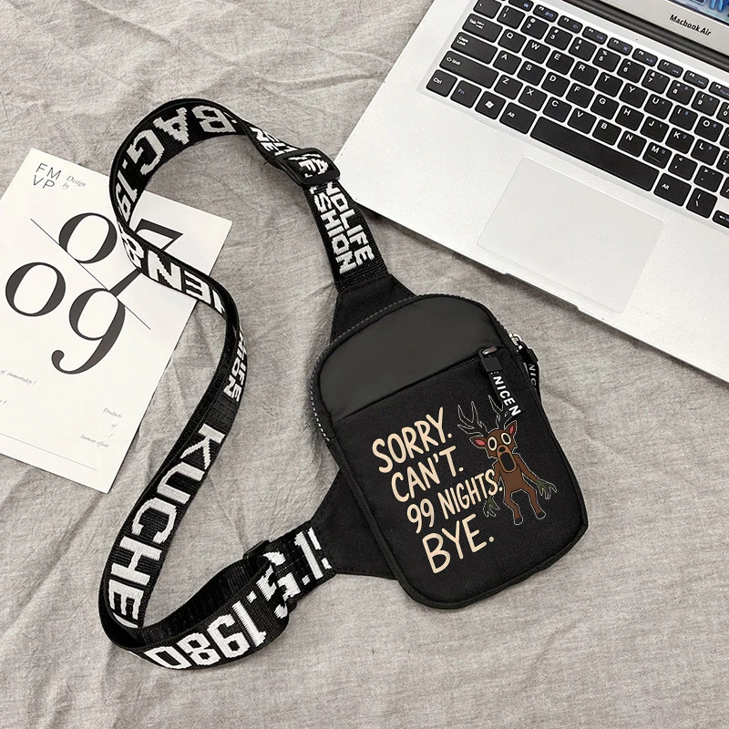 숲속의 99 밤 가방 남성용 여성용 경량 미니 전화 가방 패션 만화 애니메이션 인쇄 가슴 가방 생일 선물