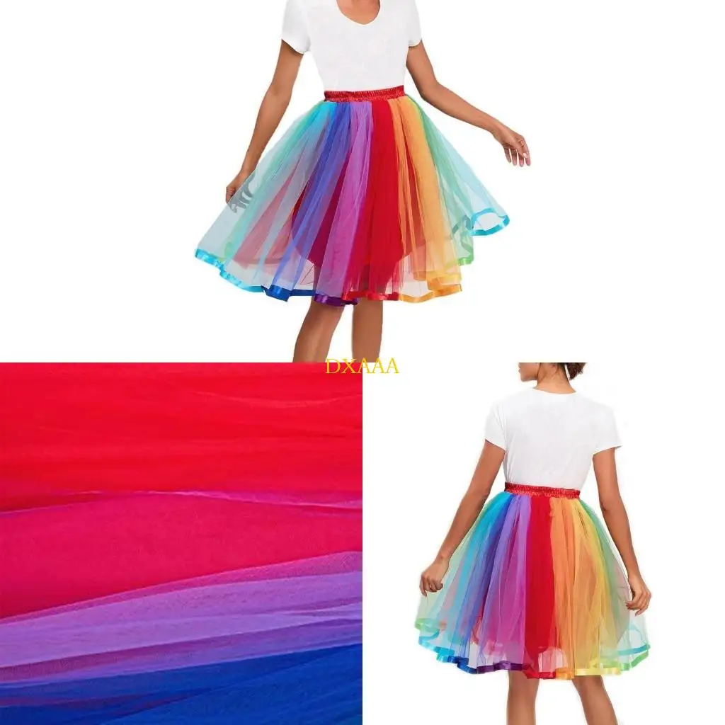 

DXAA Womens Rainbow Tutus Skirt Layered Tulle Skirt Colorful Tutus Carnivals Costumes