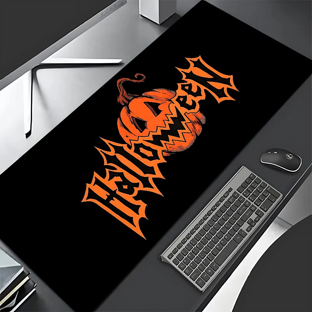 Tapis de souris en cuir PU, tête de citrouille d'halloween, fantôme mignon, grand tapis de bureau, étanche, clavier de bureau, tapis de souris de jeu