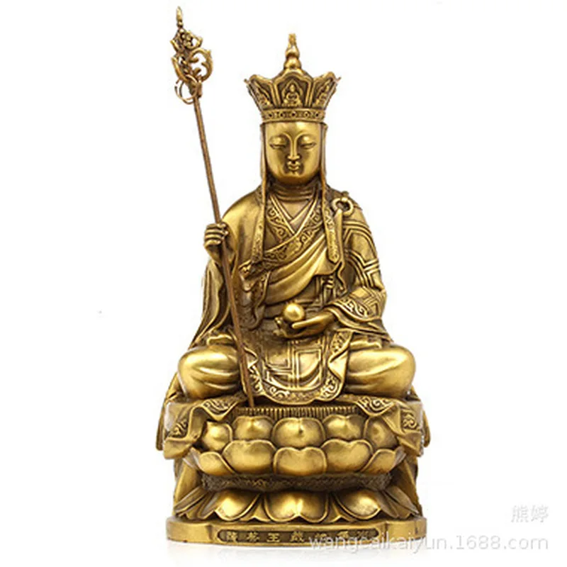 Bronze statue, bronze Ksitigarbha Bodhisattva figurine, bronze Ksitigarbha statue, seated Ksitigarbha, home decor crafts