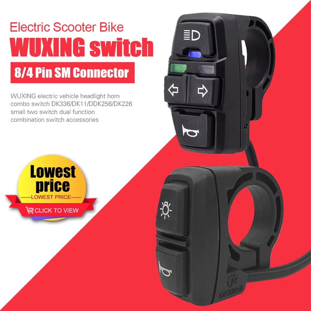 Ebike Wuxing DK336 DK256 DK226 DK11 Light Horn Switch Motorbike Lamp and Horn Turn Signal Switch E-bike Accessories