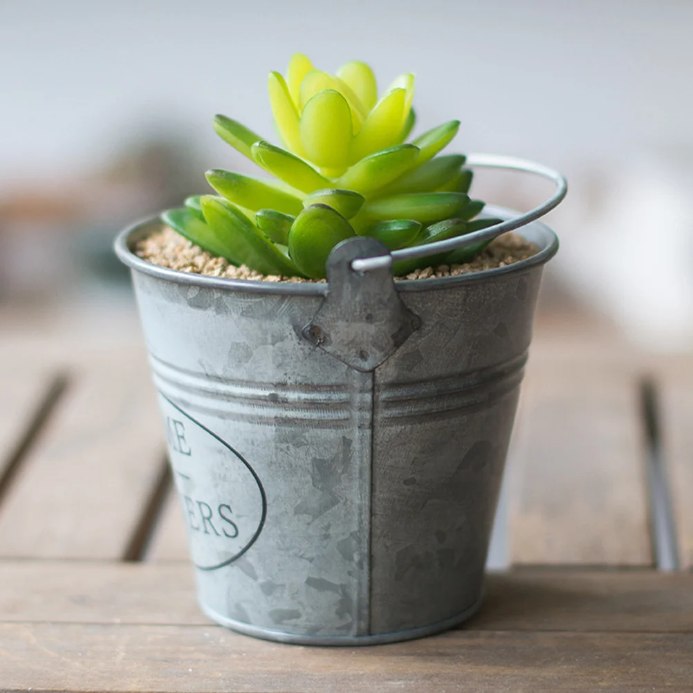 

2Pcs Retro Vintage Iron Flower Buckets Classic Simple Buckets for Planting Balcony Container Decoration