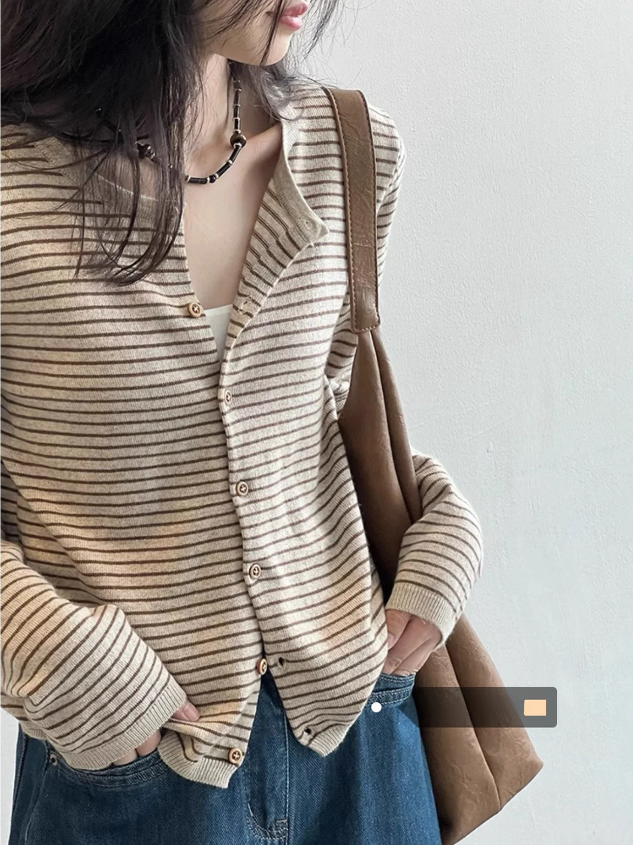 

Женский вязаный открытый кардиган в полоску Jaet, тонкий длинный све, круглый, осенний новый дизайн, сенсационный топ, верхняя одежда, облегающий крой