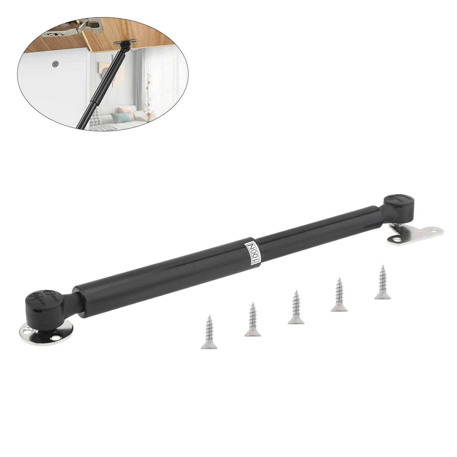 100N schwarze flexible hydraulische Luftstreben, Gasfeder-Hebeunterstützung für Schränke/Tatami mit Jacke