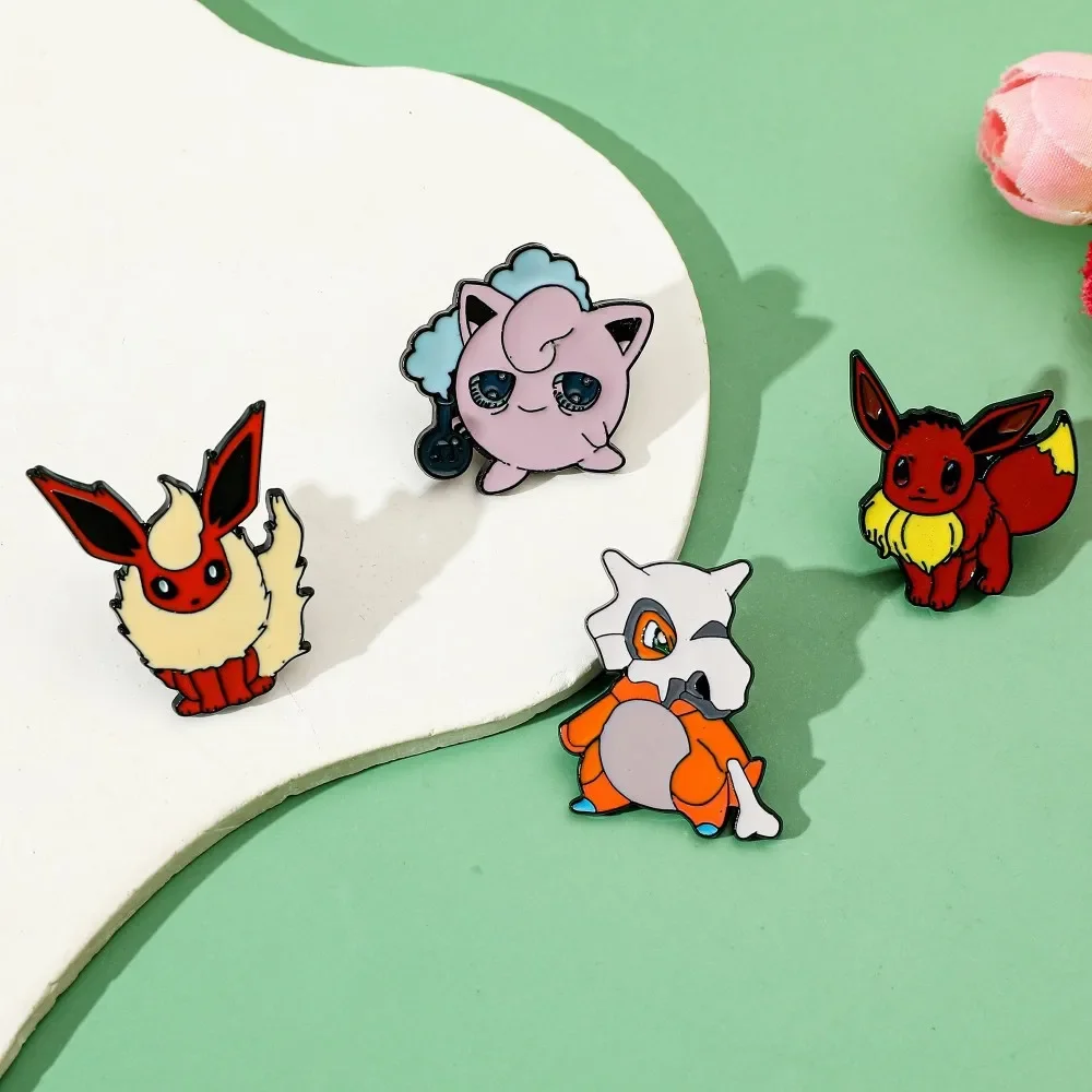4 Pcs Characters Cartoon Brooch Flareon Jigglypuff Cute Enamel Pin Metal Badge Jewelry Clothing Backpack Accessorie Gifts view 3